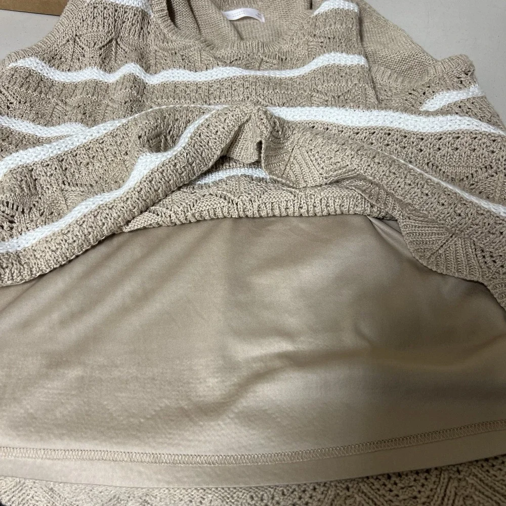 LC Lauren Conrad Pointelle Top Women 3X Beige White Sleeveless Lined Scallop Hem - Picture 5 of 12